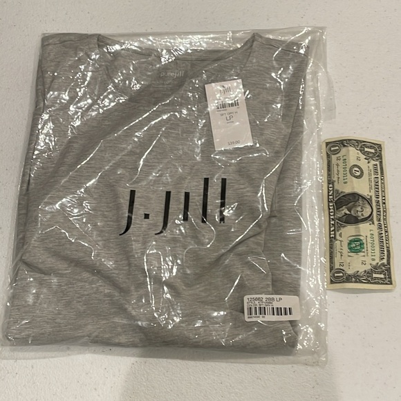 NEW Pure J Jill WOMENS LARGE PETITE Gray Stretch Long-Sleeve Shirttail Tee Shirt - Picture 15 of 16